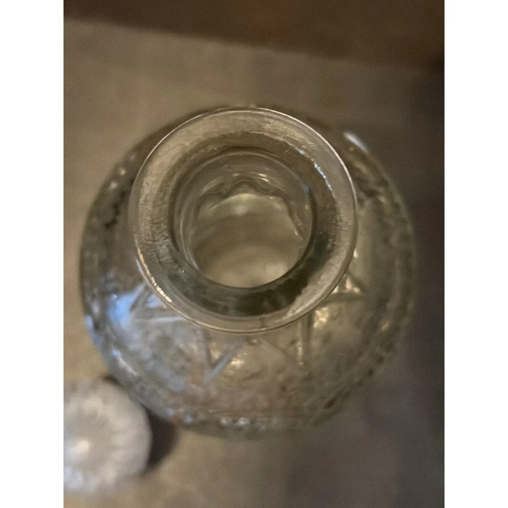Vintage Federal Law Forbids Glass Liquor Decanter Sunburst Diamond Pattern D10